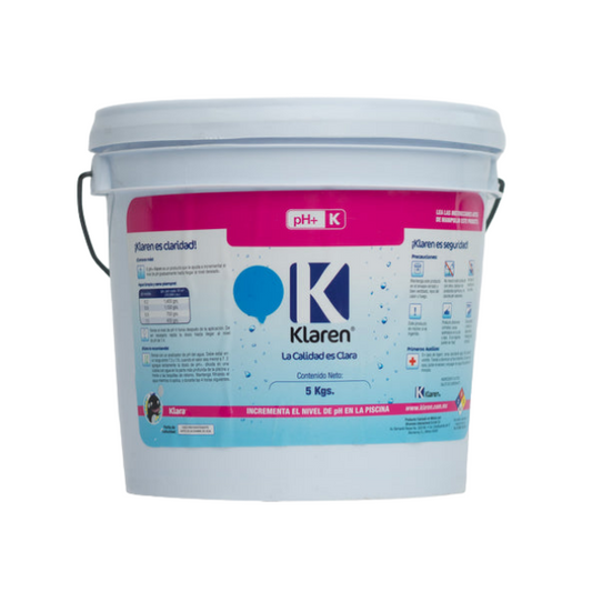 Klaren pH+ Polvo 5 Kgs. Para Aumentar el pH del Agua de Albercas, Piscinas y Spas